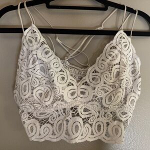 VICTORIA’S SECRET Scalloped Lace Bralette in Mist Light Grey US Large